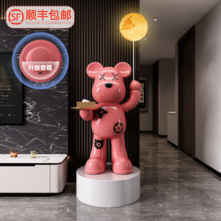 轻奢高档客厅边大型网红暴力熊电视柜装饰摆件大件高级感乔迁之喜