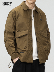 意大利2025春秋款外套男士美式工装户外秋季防风翻领夹克男款潮牌