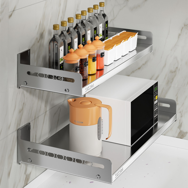 304不锈钢厨房置物架壁挂式