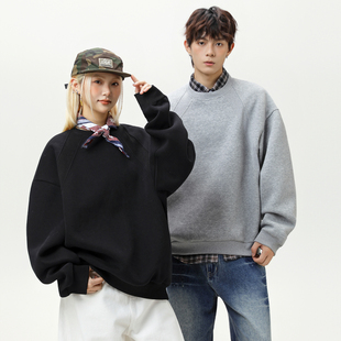 秋冬休闲百搭圆领套头长袖 重磅拼接纯色卫衣男女同款 卫衣 OFF