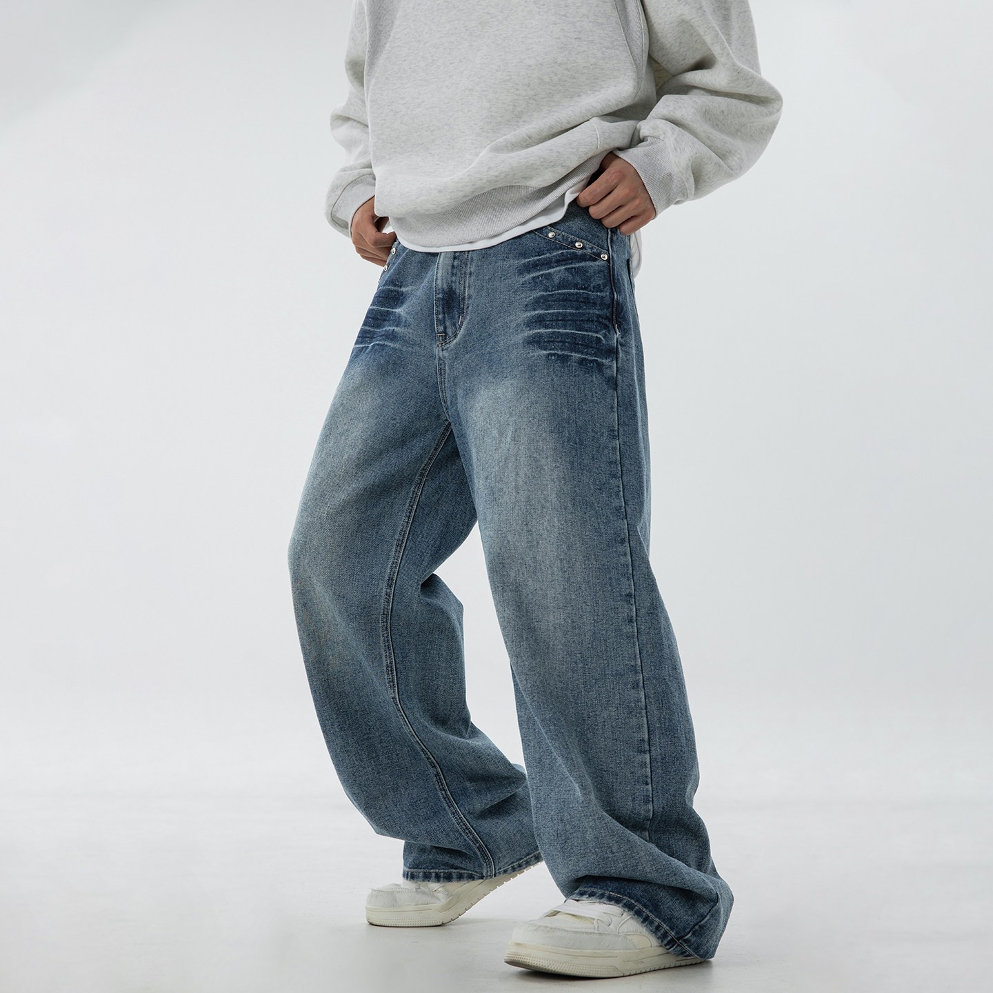 OFF-UP潮牌休闲裤美式复古水洗阔腿男装宽松直筒裤通勤日常百搭,男装,休闲裤,淘宝优惠券,粉丝福利购,淘宝优惠卷