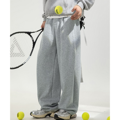 OFF-UP简约风灰色阔腿裤