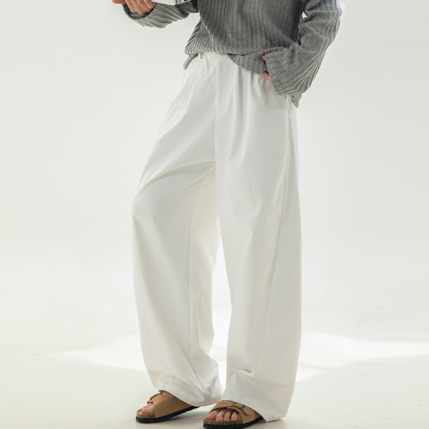 OFF-UP简约休闲阔腿西裤松弛风宽松直筒裤日常通勤百搭长裤慵懒风,男装,休闲裤,淘宝优惠券,粉丝福利购,淘宝优惠卷