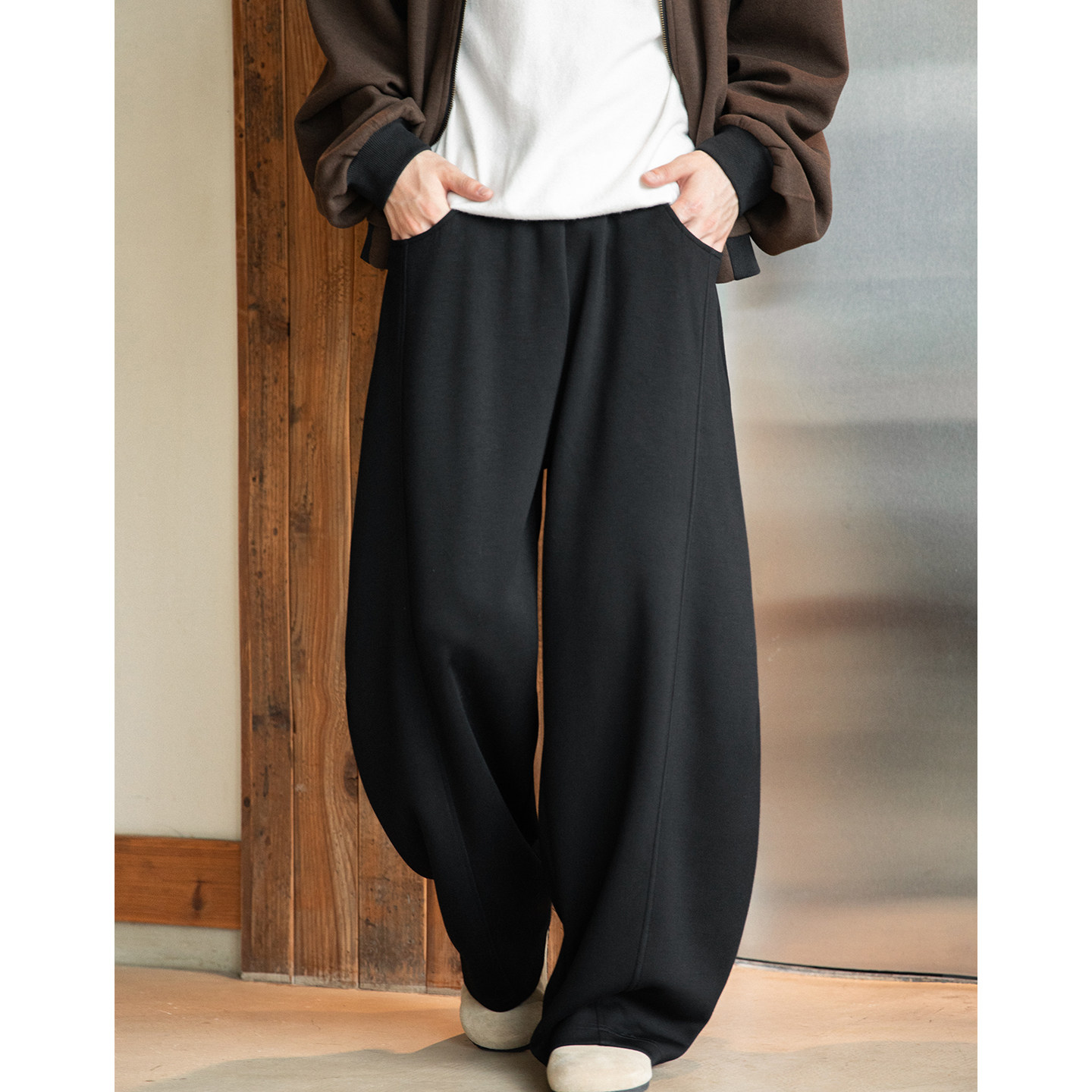 OFF-UP  美式复古纯色阔腿裤男装宽松直筒裤通勤百搭休闲裤,男装,休闲裤,淘宝优惠券,粉丝福利购,淘宝优惠卷