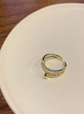 超闪轻奢满钻多层钉子戒指女ins