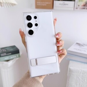 适用三星s24ultra手机壳铝合金隐形支架一字s23+镜头全包保护套s23透明磨砂高级感女男超薄亚克力防摔磁吸