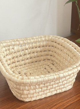 玉米皮手工编织零食收纳筐置物筐工艺品客厅耐用摆件拍照道具