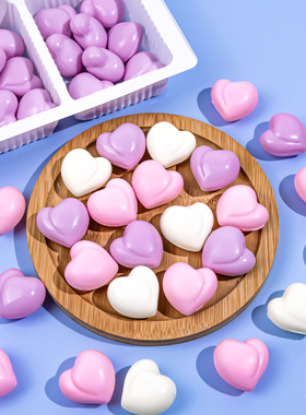 巧克力白色立体爱心情人节蛋糕装饰可食用插件粉色七夕西点摆件