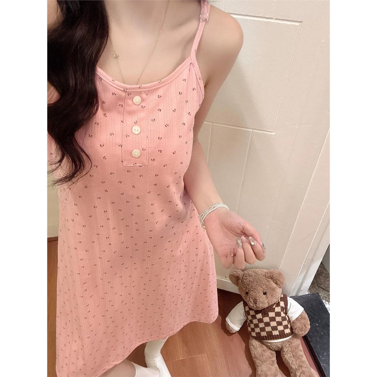 甜美温柔碎花睡裙女吊带
