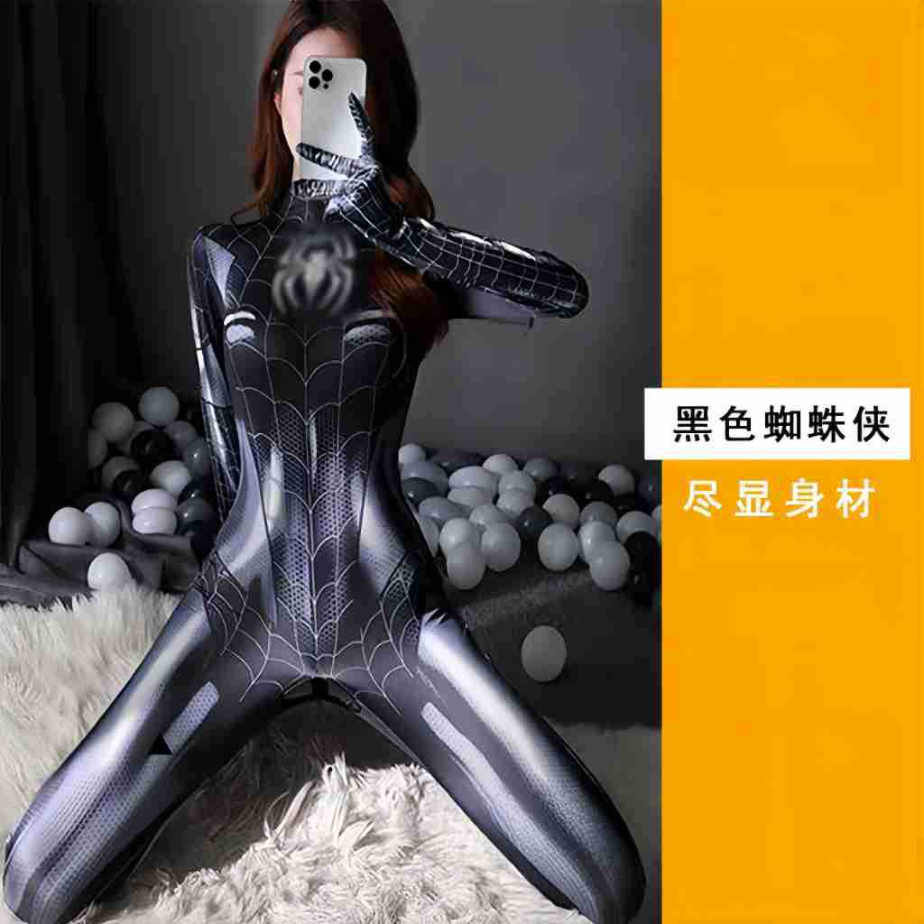 跨境万圣节妲己cos服装黑色女款蜘蛛侠连体衣明日香守望先锋衣服
