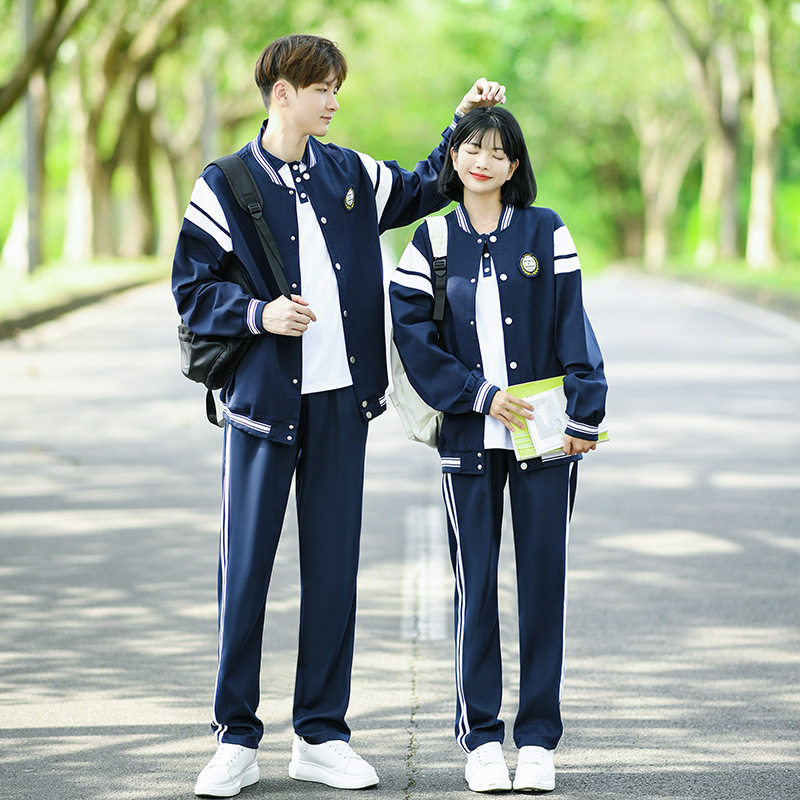 班服英伦学院风秋季三件套初高中小学生棒球服外套运动会校服套装
