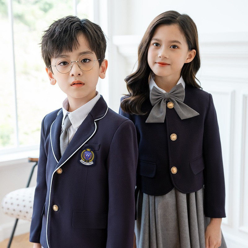 校服加绒童装幼儿园园服冬季英伦学院风西装小学生加厚保暖套装