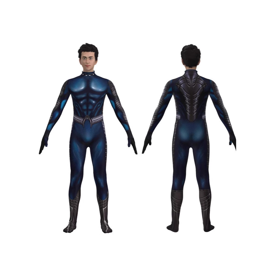 海王2连体紧身衣Aquaman万圣节cos服装 金色海王肌肉男角色扮演服