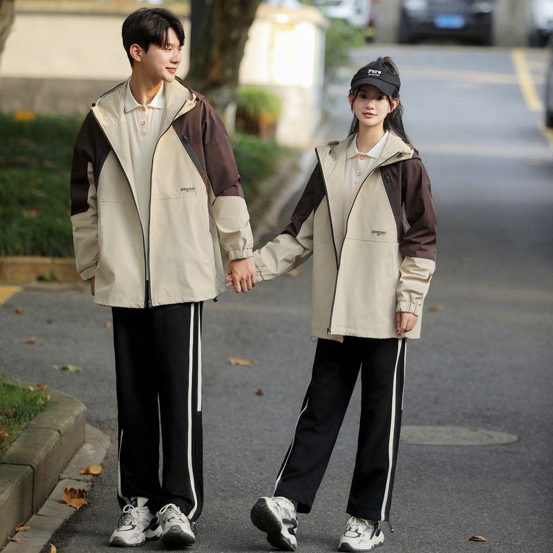 2024实拍情侣学院风春秋学生休闲三件套套装 校服 班服一件代发