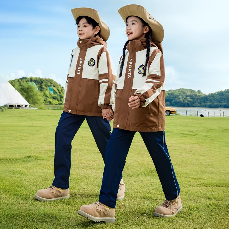 儿童校服冲锋衣防风保暖小学生班服冬季加绒套装幼儿园园服