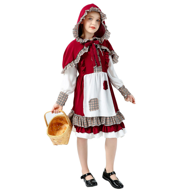 万圣节小红帽服装儿童童话剧演出服欧美农场装田园拍摄服化妆舞会