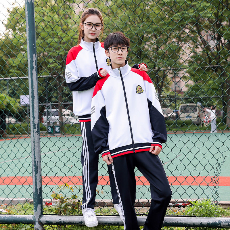 校服套装中学生春秋季蓝白长袖运动会班服高中初中生学院风三件套