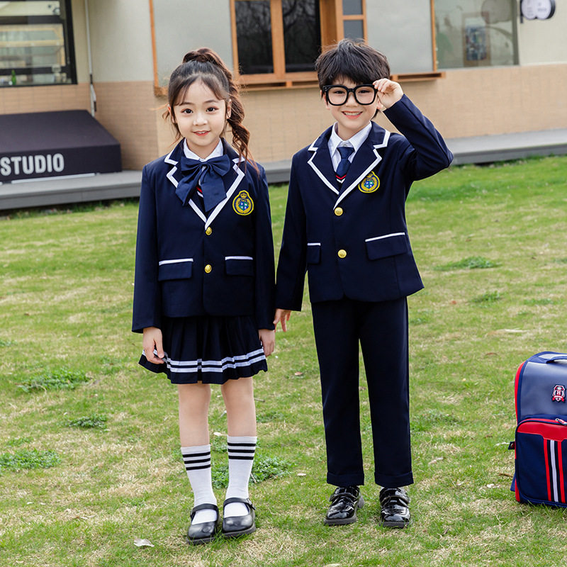 幼儿园园服春秋装三件套小学生校服春秋装西服英伦学院风班服套装