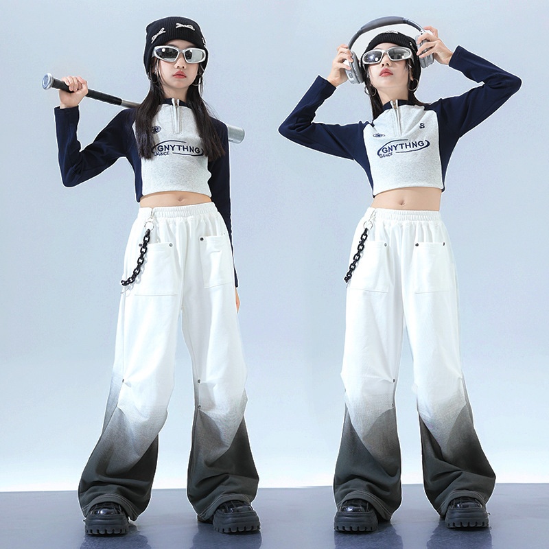 爵士舞服装女童时髦模特练功服街舞儿童bboy洋气hiphop演出服