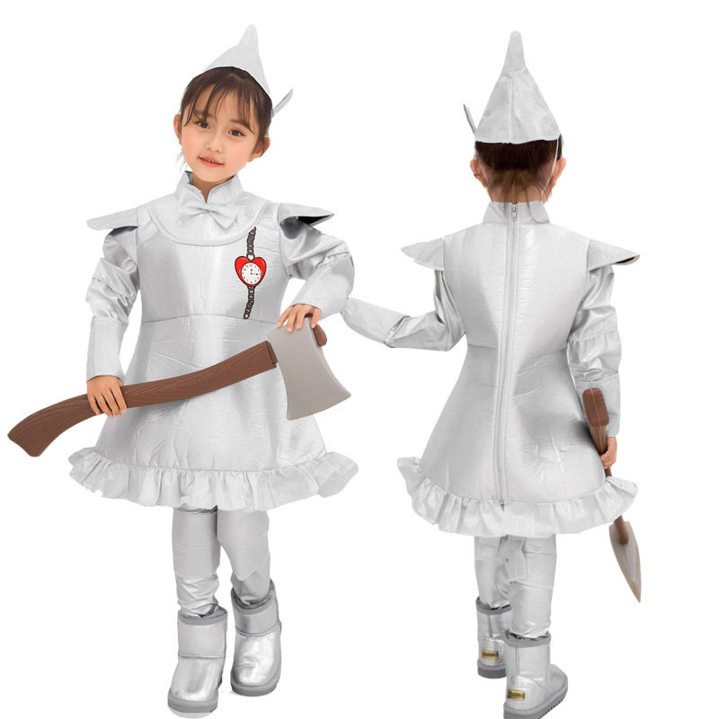 万圣节演出服cosplay绿野仙踪铁皮人银色锡人儿童成人亲子服装