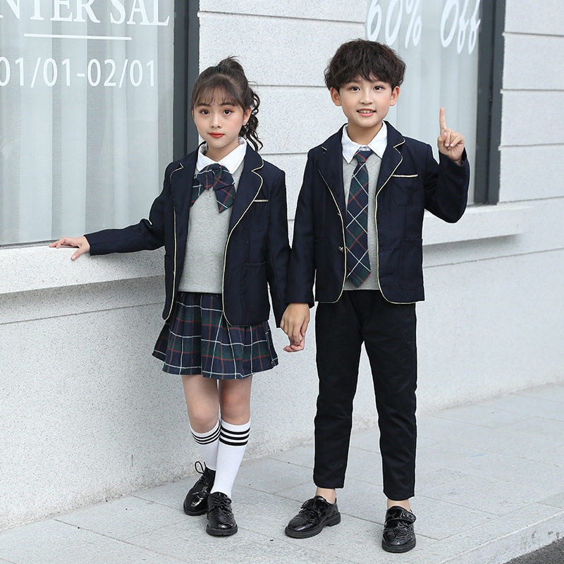 秋季幼儿园园服校服小学生儿童演出服西装三件套英伦套装