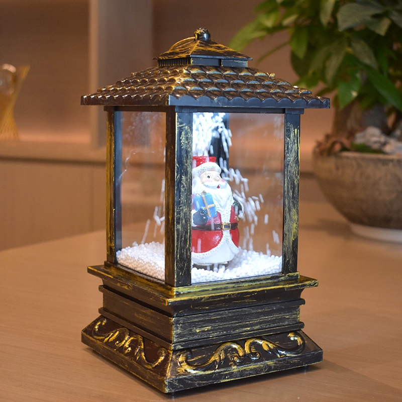 圣诞节装饰品风灯SUB喷雪发光音乐圣诞老人雪人六角风灯礼物礼品