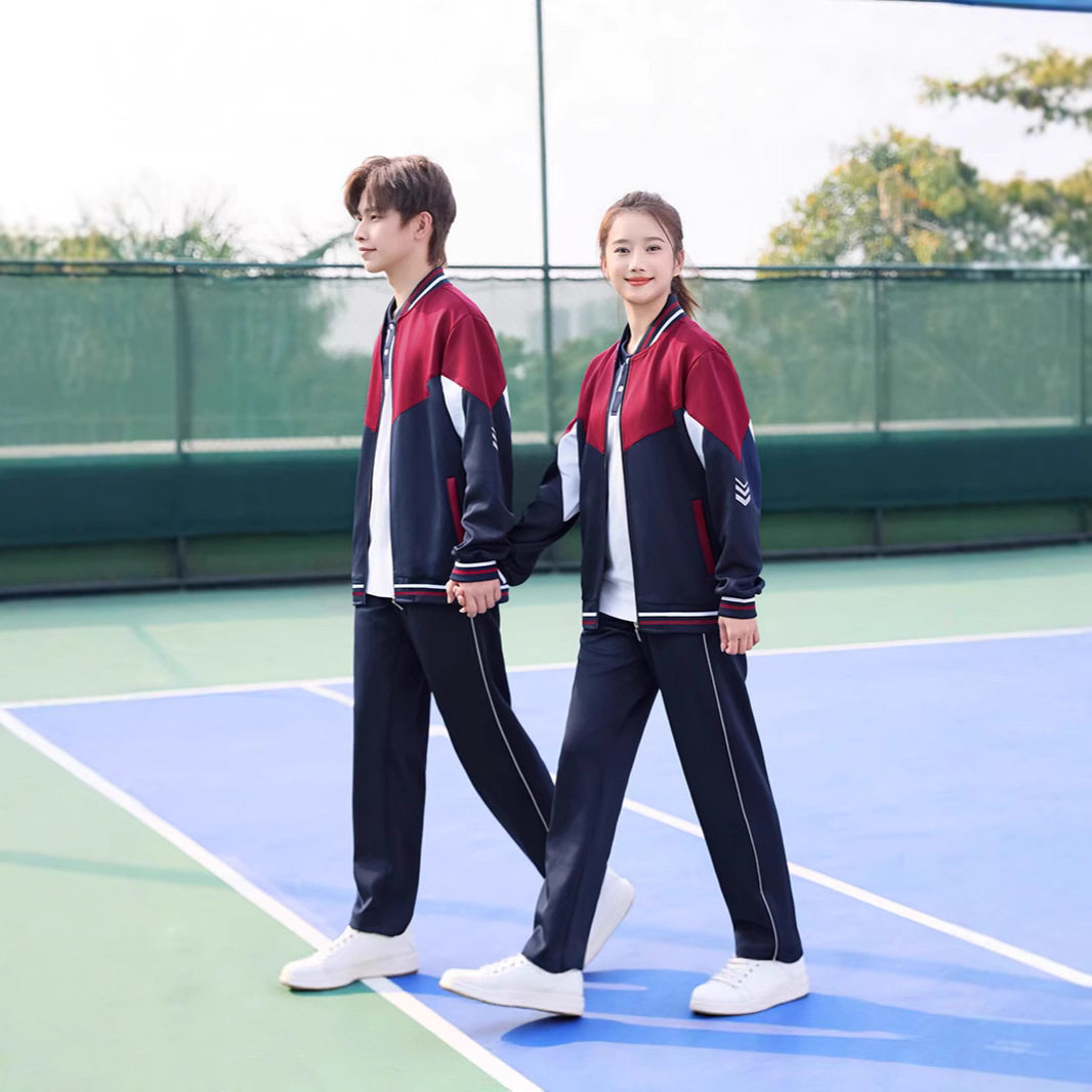 校服套装高中生初中学生长袖班服春秋外套三件套运动服男女学院风
