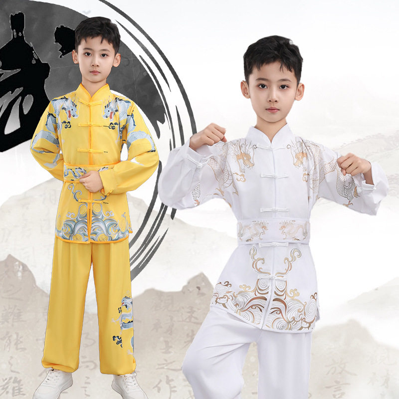 现货批发中国青少年武术表演服考级练功服宽松舒适太极拳训练服装