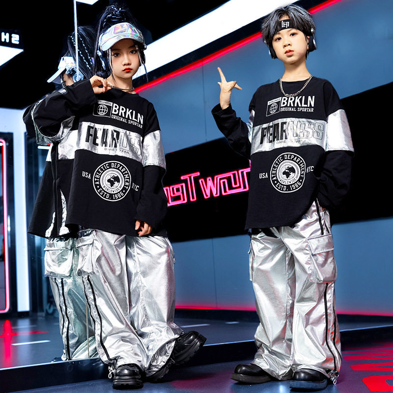 儿童街舞bboy洋气街舞童装演出服男童架子鼓表演服少儿舞台服装夏