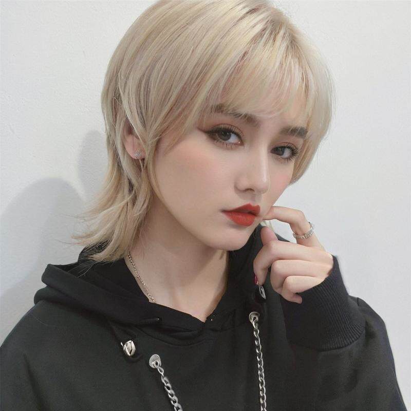 外贸假发男女彩色短款狼尾鲻鱼头cos造型化纤丝头套跨境货源现货