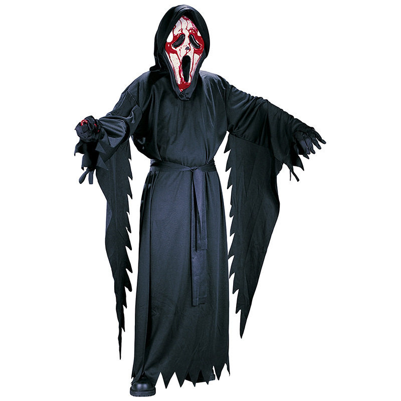 新款万圣节COS搞怪黑色恶魔恐怖幽灵死神衣服儿童惊声尖叫服装