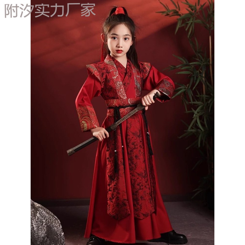 儿童汉服女童花木兰服装仙侠风女孩剑客飞鱼服cos侠客演出国学服