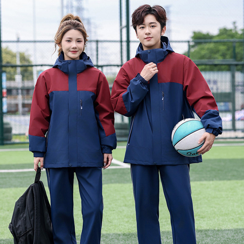 新中小学生校服冲锋衣冬季初中生班服三件套运动会服装小学生团购