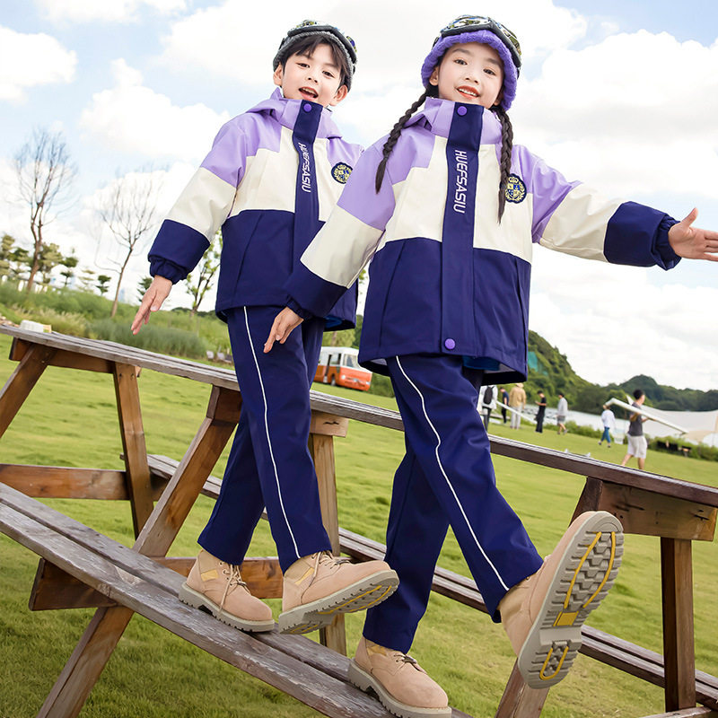 秋冬季中学生校服冲锋衣运动服套装初中班服三件套学院风源头厂家