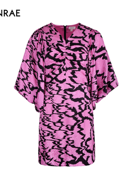 ERINRAE丨粉紫色宽松圆领蝴蝶袖潮流连衣裙EF381301SE40