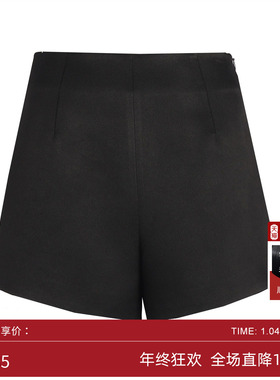 ERINRAE丨中高腰拉链短裤女黑色百搭显瘦A字裤热裤  EE331273TA20