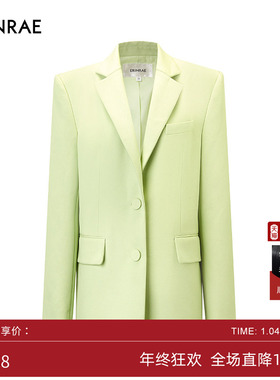 ERINRAE丨秋冬新品女士绿色男友风百搭羊毛西装外套EF441019WO