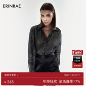 小鬼同款 夏季 黑色时尚 ERINRAE 格纹设计感衬衫 EF214212SE20