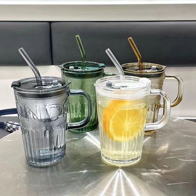 水杯玻璃杯子带盖吸管咖啡杯女