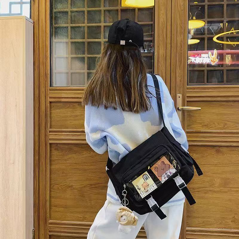 韩系少女痛包大食量夏季单肩帆布包原宿风书包学生日常上学斜挎包