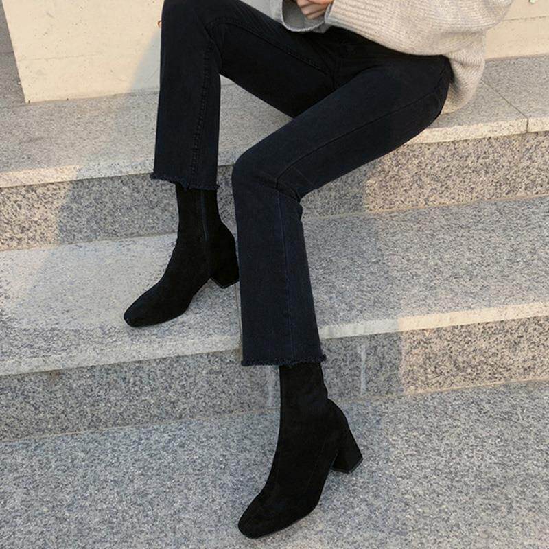 黑色微喇牛仔裤女春秋高腰2024新款直筒小个子九分冬季加绒喇叭裤