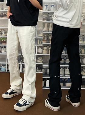 布老哥Blog美式高街vibe风纽扣设计微喇牛仔裤长裤 加绒可选K558