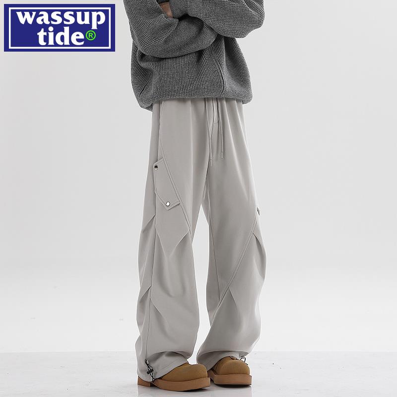 wassup tide星空尼加厚400G重磅伞兵裤子男春秋季直筒阔腿工装裤