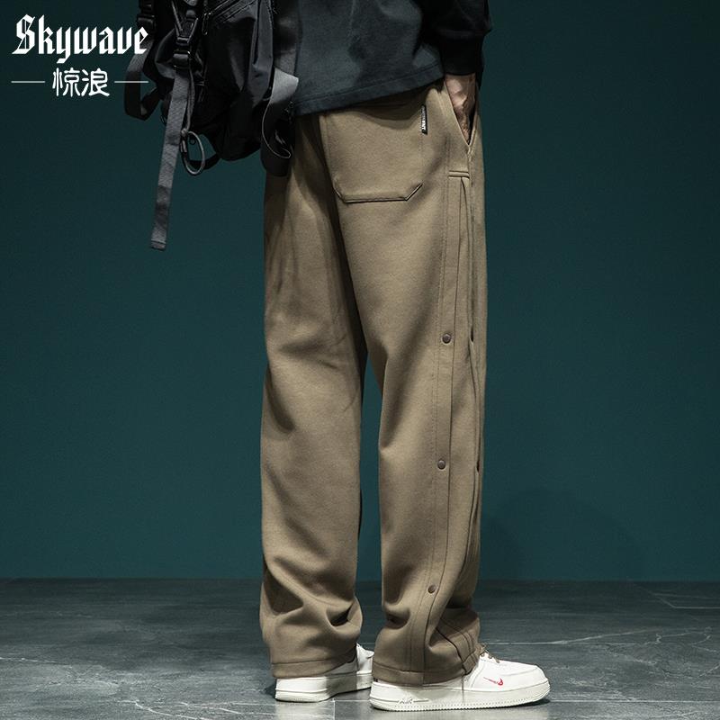 春秋美式潮牌卫裤男士宽松大码直筒休闲裤子新款运动裤子加绒长裤