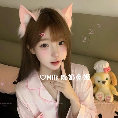 奶兔姬*樱粉小猫/ 手作粉白猫耳发箍软萌可爱兽耳Lolita女仆漫展