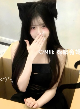 奶兔姬*黑夜小喵/ 黑色猫耳发夹女仆装头饰Lolita手作发饰cos软妹