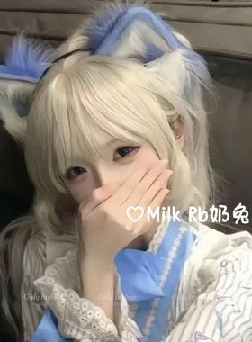 奶兔姬*蓝色喵姬/ 手作猫耳发箍可爱女仆装kc头饰蕾姆Lo漫展猫娘