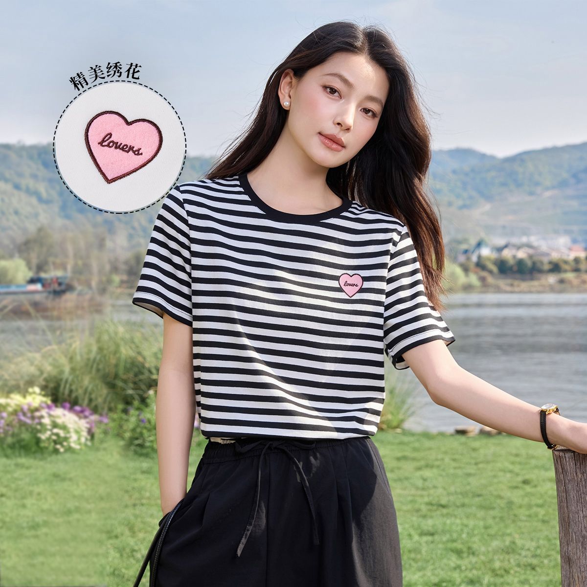茵曼2025年夏季新品T恤女