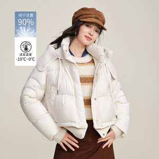 茵曼2025冬季新款短款鸭鸭羽绒服女上衣宽松显瘦面包服外套小个子