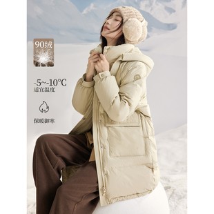 宽松派克服外套 INMAN 茵曼加厚保暖连帽羽绒服女2024冬季 新款 时尚